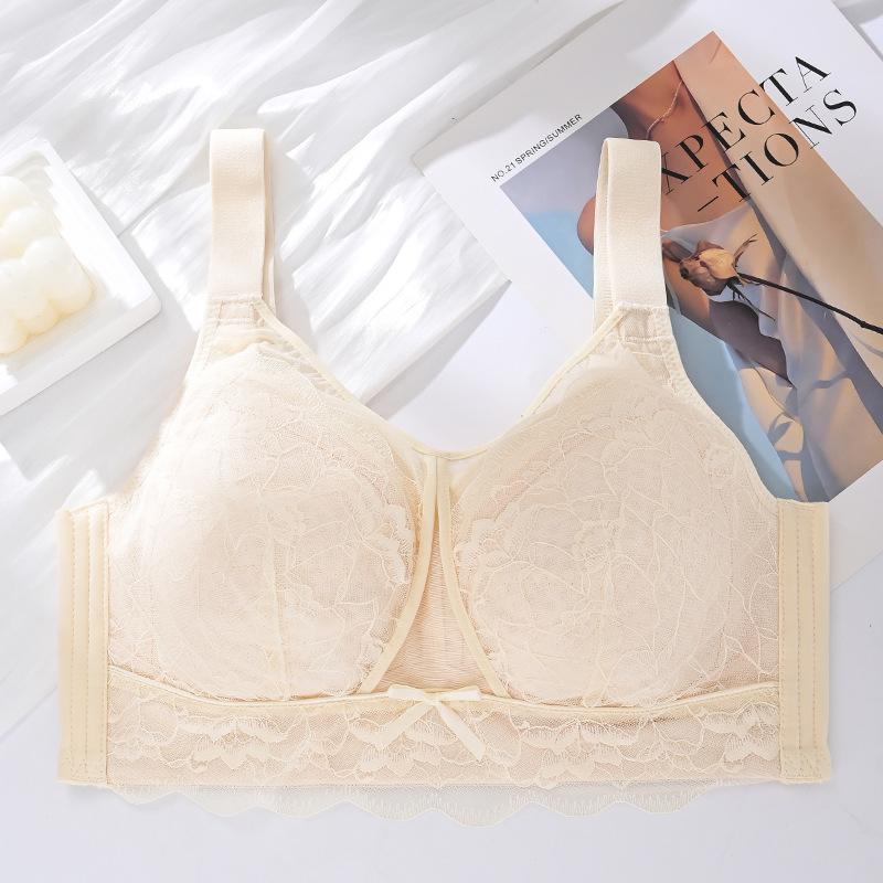 

Large size lace ultra-thin steel ring-free bra cover, gather and close the secondary breasts CD cup, large breasts show small anti-sagging 34/75cd through cup шампанского