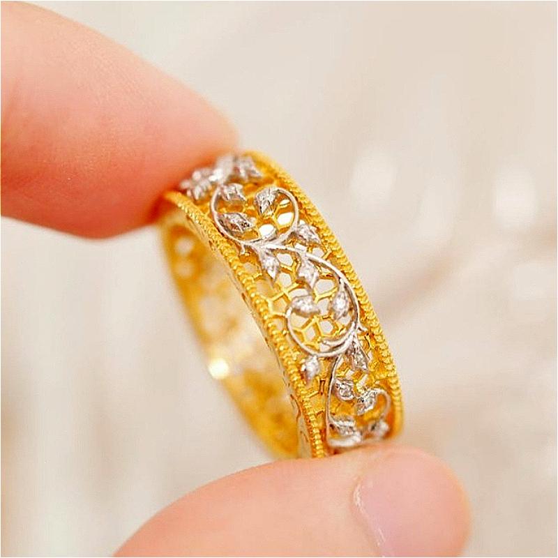 Jewelry Ring 1 Women's Gorgeous Exquisite Hollow Bridal Wedding Ring For Hand Carved Temperament Elegant Banquet Anniversary Jewelry Accessories