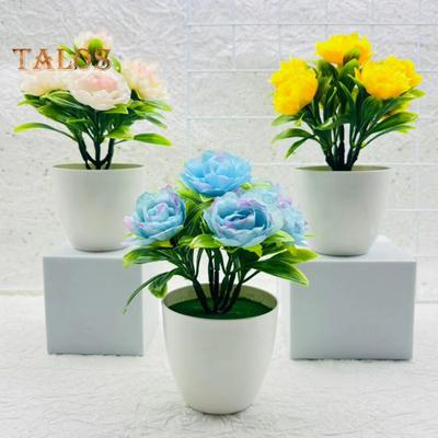 Artificial Potted Plants 7 Peony Flower Head Home Office Living Room Bedroom Wedding Faux Floral Bonsai Indoor Outdoor Decoration