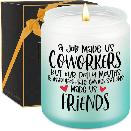 GSPY Candles, Coworker Gifts for Women, Men - Funny Coworker Leaving Gifts, Best Friend Candle - Birthday, Christmas, Friendship, Going Away Present White Green - Vanilla