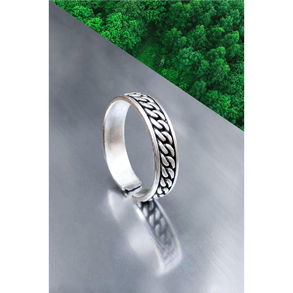 Ketten-Ehering-Modell, Unisex, verstellbar, versilberter Ring