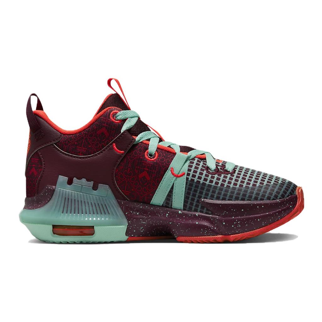 New Nike Witness 7 SE Slip Resistant Cushioning Wear Resistant Mid Top Children's Basketball Shoes Red Green Teenagers FB8976-600