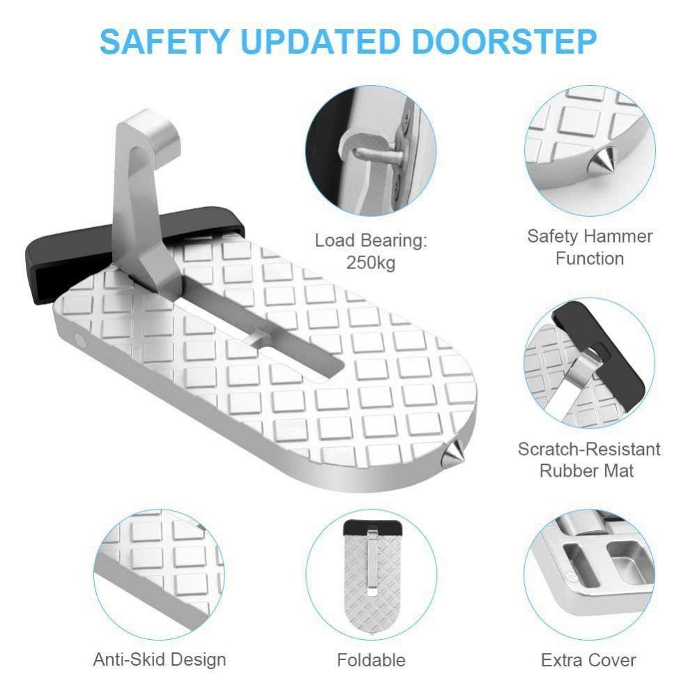 Anti-slip Foldable Car Door Step Aluminium Zinc Zinc Alloy Car Pedal Roof Auxiliary Pedal Roof  Safety Hammer