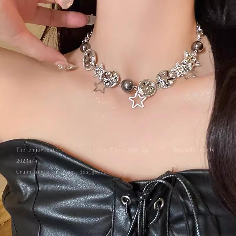 Звезда тяжелая промышленность преувеличенное ожерелье сладкое крутое панк ретро чувство дизайна аксессуары чокер цепочка на ключицу шейная цепочка