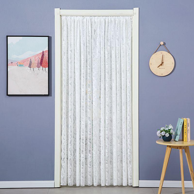 Lace Gauze Anti-Mosquito Door Curtain with No-Punch Telescopic Rod for Living Room