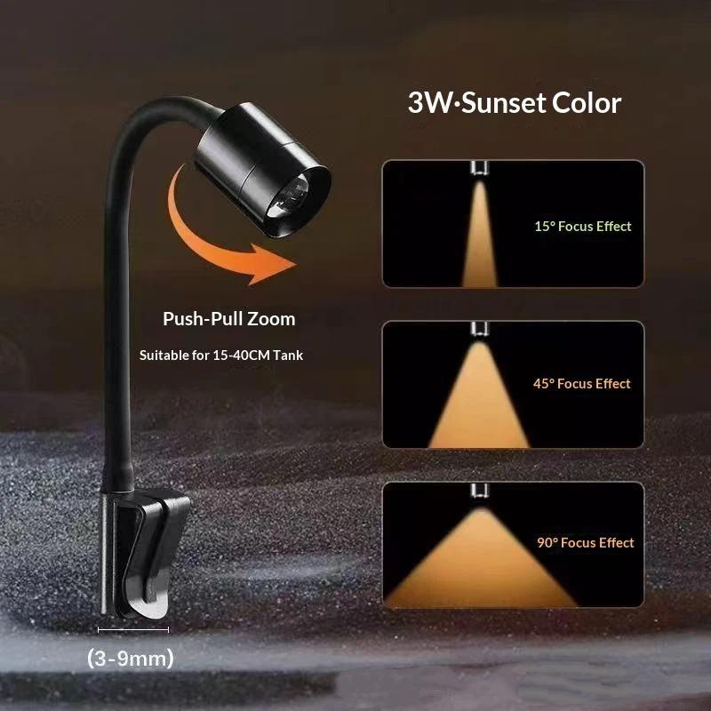 

New 1Pcs Zoomable LED Fish Tank Lamp 3W South American Aquarium Spotlight For Aquascape Decor Focus Lighting