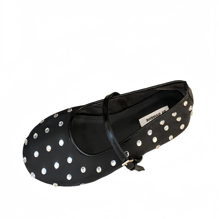 2025 Summer New Niche Flats Soft-soled Mesh Sandals Fairy Rhinestone One-word Buckle Fashion Shoes