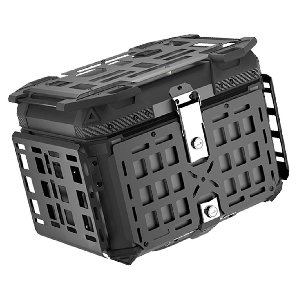 Motorcycle Tail Box, 45L Aluminum Alloy Motorcycle Luggage Trunk, Quick Release Foldable Rear Storage Cargo Case for