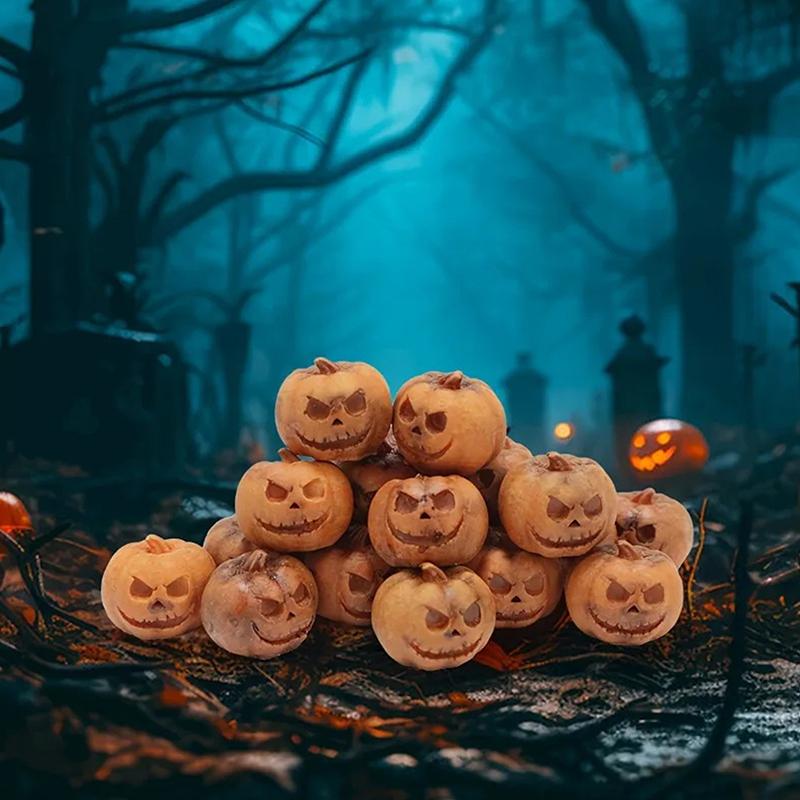 20Pcs Miniature Resin Pumpkins For Decorating Halloweenparty Gifts Home Garden Decoration Craft Diy