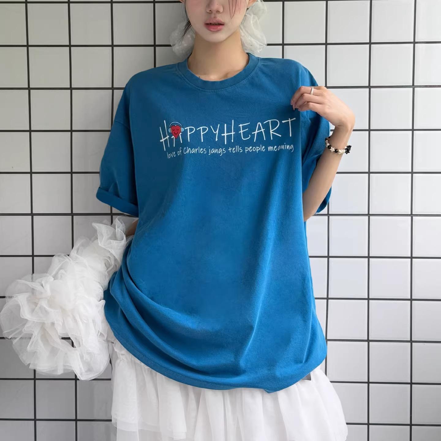 

2025 летняя женская футболка из чистого хлопка с забавным принтом в виде мультфильма, в стиле Харадзюку, с круглым вырезом, свободного покроя, для молодых девушек, футболки больших размеров, уличная одежда 2XL