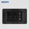 DELEFU Brazilian Model 118 Type 10A/20A Stainless Steel Black Durable PC USB Socket with Type-C 20W Fast Charging