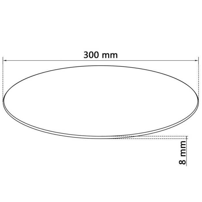 Dessus de table rond - vidaXL - Verre trempé - 300 mm - Noir - Épaisseur 8 mm