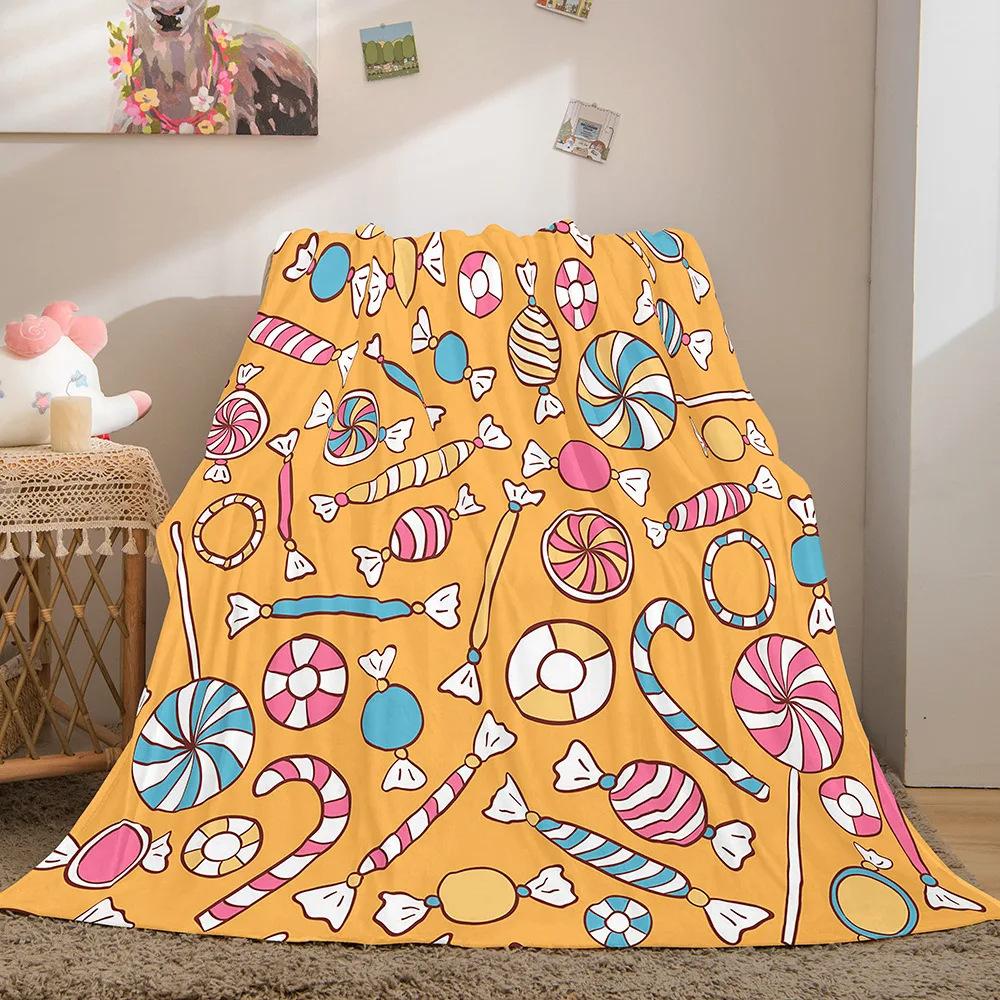 Cartoon-shaped food burger Printed Blanket for Sofa Travel Camping Living Room Office Conditioning Blanket for All Seasons Gifts