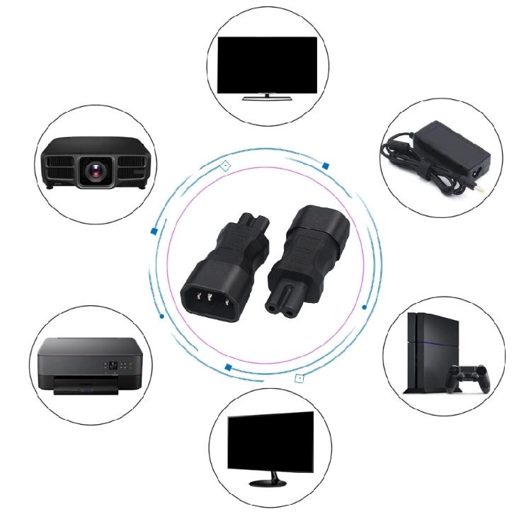 IEC320 C14 To C7, Cloverleafs Male To Figure 8 Female Adapter, 3Pin C14 Male Plugs To C7 Female Power Adapter Converters