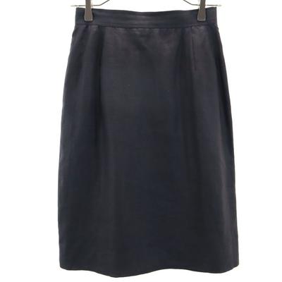 Made In Italy Midi Length Linen Tight Skirt 40 Navy Women Used