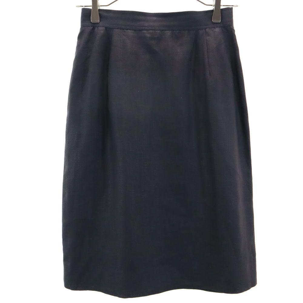 Salvatore Ferragamo made in Italy Midi length linen Tight Skirt 40 Navy Women Used