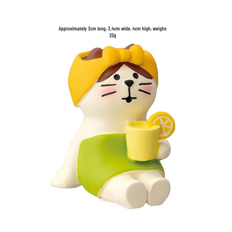 Lemon Yuzu Cat Ornament: Trendy Japanese ZAKKA Resin DIY Blind Box Decoration