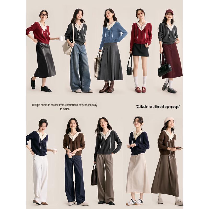 XWI Women's Contrast Hooded Knit Sweater