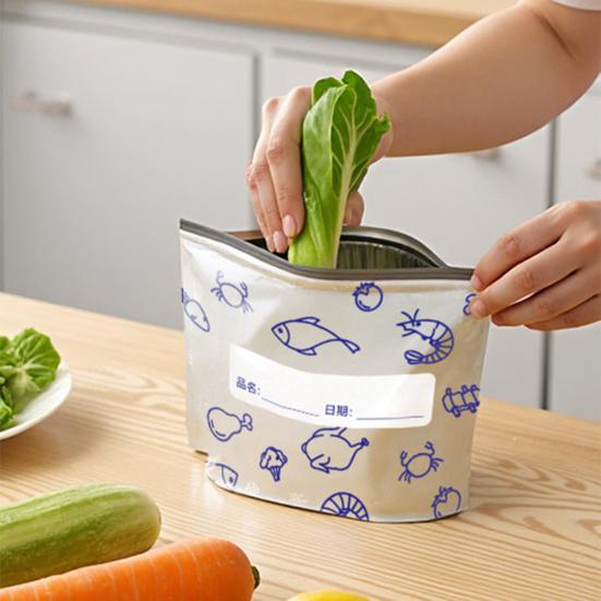 Aluminum Foil Sealed Bags Reusable Leakproof Heat Resistant Sealable Bags Vacuum Zippered Food Pouches with Label Stand-Up Bottom for Vegetable Fruit