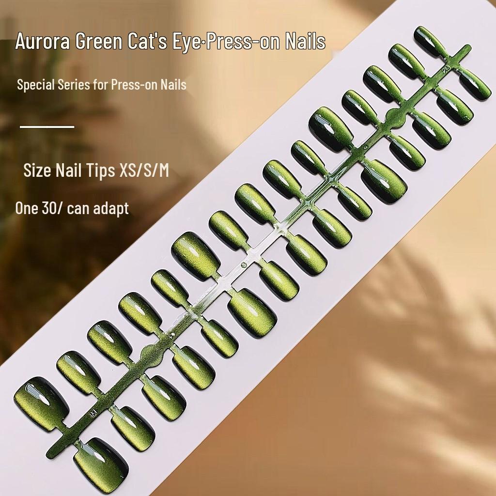 

Aurora Manicure Starry Sky Cat Eye Wearable Nails - High-end Pre-made False Nails with Temperament Finish