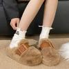 High value ins fluffy slippers women's 2025 autumn and winter new belt buckle niche design cotton slippers trendy outside