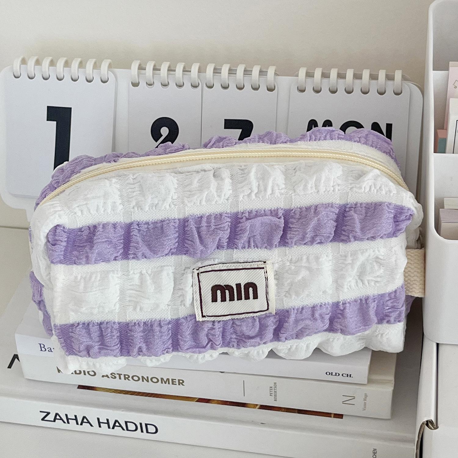 

Браслет Bubble Cloud: Портативная плиссированная полосатая косметичка и несессер светло-фиолетовый