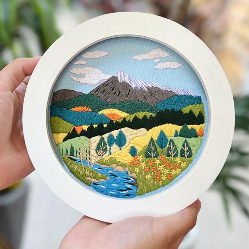 Handmade Cross Stitch Set Hand-stitched Embroidery Set Nature Scenery Embroidery Kit  Beginner