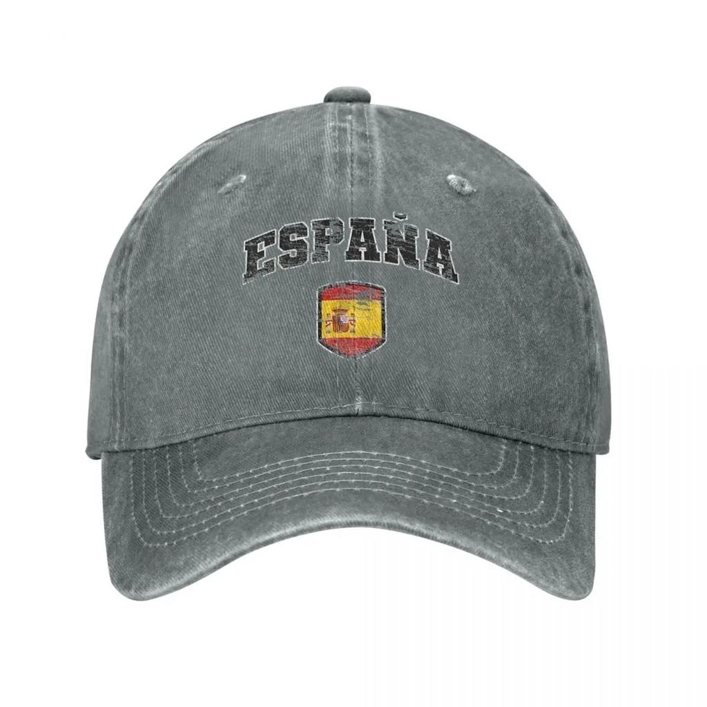 ESPANA Flaga Hiszpanii Wysokiej klasy Unisex Damska Czapka z Daszkiem Zniszczone Dżinsowe Czapki Kapelusz Vintage Outdoorowe Treningi Nakrycia Głowy