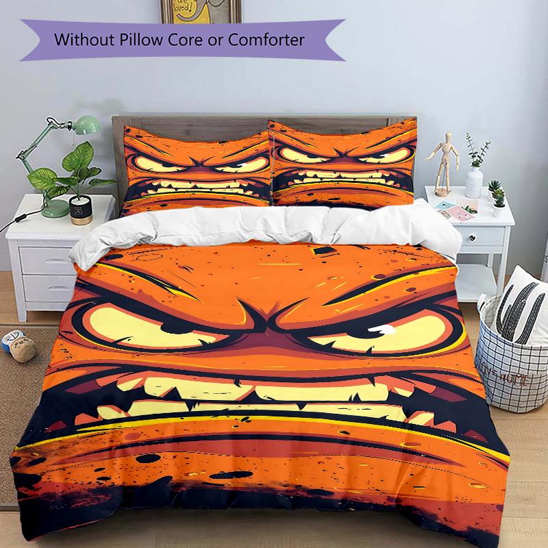 3pcs bedding set Angry Face Includes 1 Comforter + 2 Pillowcases, Without Pillow Inserts, Soft Comfortable,a0909073