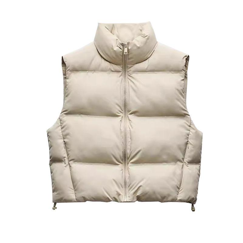 Fall and Winter New Women's Clothing Fashion Style Stand Collar Sleeveless Heattech Short Cotton Jacket Vest Waistcoat 3046224