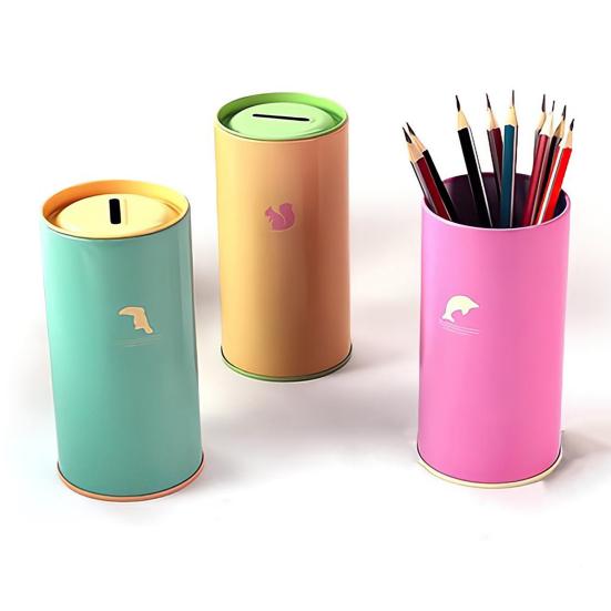 Kovové prasátko s velkou kapacitou, zvířecí vzor, ​​​​dětská válcová spořitelna, nástroj pro finanční správu