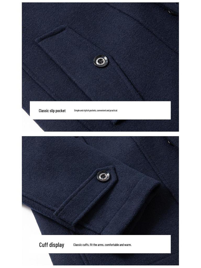 Men's Double Collar Woolen Coat: Autumn/Winter Business Style for Middle-Aged Men