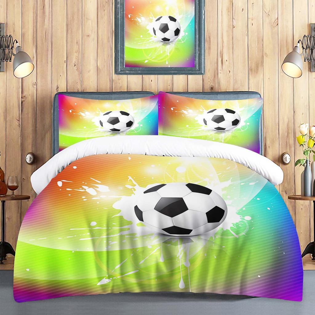 Football Duvet Cover Set Comforte Printed Cartoon Twin Size Bedding Sets Christmas Gifts 3-piece