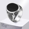 Vnox Rock Punk Black Onyx Stone Rings for Men, Zoleferka Sword Double Sword Stainless Steel Band, Stylish Jewelry Gifts for Him