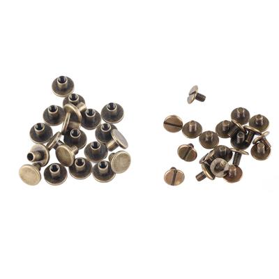 20 pz Viti a Testa Piatta Rame Ottone Dadi Chiodi Rivetti Accessorio Cappuccio in Pelle (6,5 millimetri)