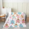 Gingerbread Xmas Flannel Blanket Blue Christmas Tree Candy Throw Blanket Western New Year Theme Cozy Throws for Bed Couch Sofa