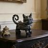 Mysteriöse Schwarze Katze Statue Kleine Harz Katzenfigur Dekorative Gotische Tier Skulptur für Zuhause Büro Schreibtisch Weinschrank Regal Dekor