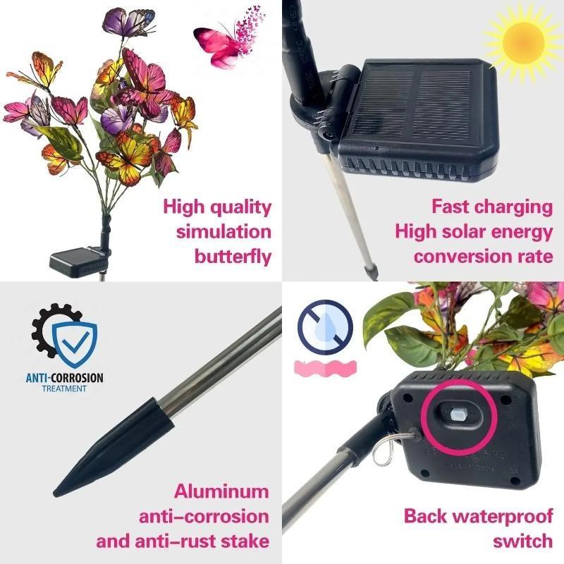 Garden Summer Landscape Lighting Outdoor Solar Light Camping Wedding Party Christmas Decor Lawn Lamp LED Simulation Butterfly Sunflower