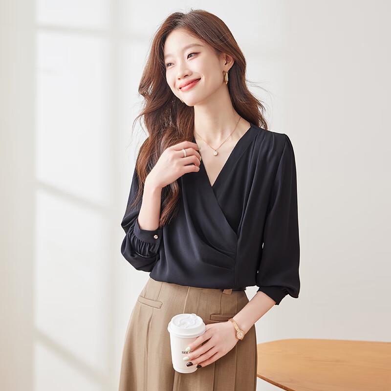 Elegant Women's Long Sleeve V-Neck Blouse
