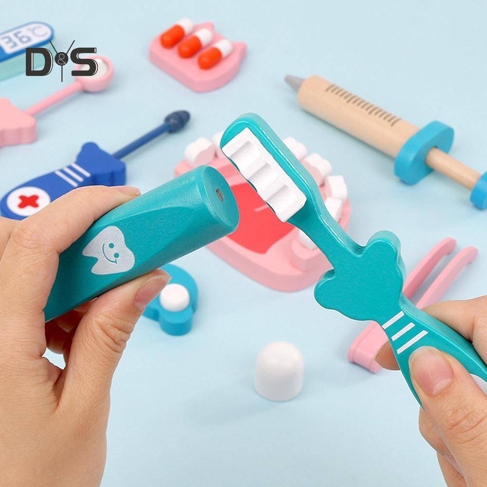 Play with You Chidlren Pretend Doctor Dentist Wooden Medical Playset Education Toy