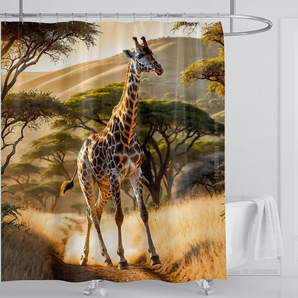 Cat Dog Funny Cartoon Creative Personality Shower Curtains Cute 3D Printed Pvc Fabric with Hooks Waterproof Bathroom Decoration