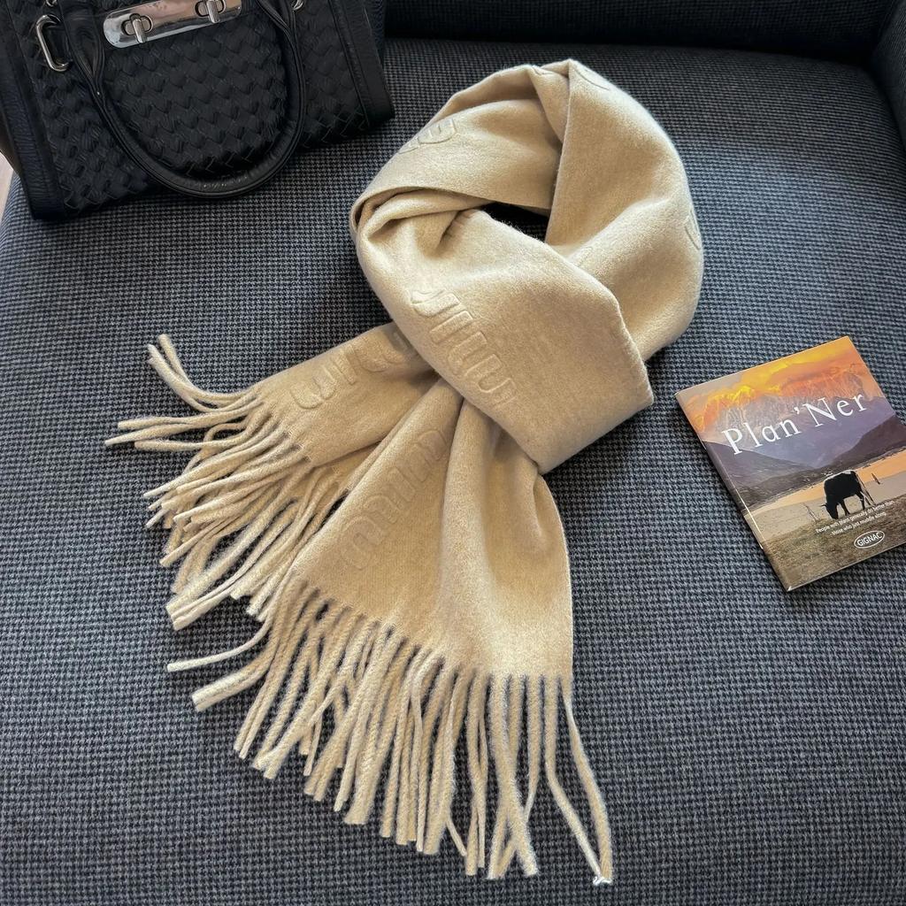High Quality 100%Wool Scarf Women Autumn Winter Solid Color Simple Classic Cashmere Muffler Female New Type Versatile Warm Shawl
