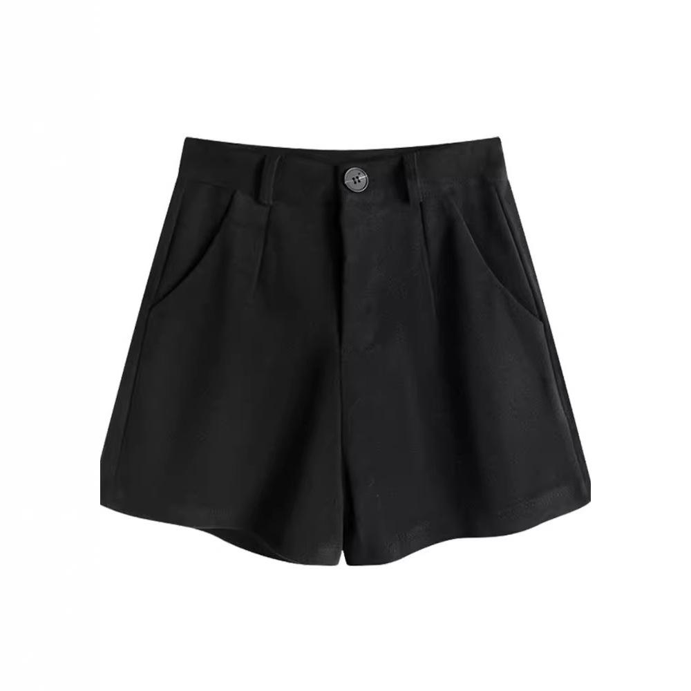 Women's 2023 High-Waist Woolen A-Line Shorts - Autumn/Winter Fashion, Wide-Leg, Loose Casual Fit for Outerwear with Boots