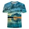 Summer Sunset Scenery Graphic T Shirts Fashion Men's T-shirts with Natural Landscape Pattern Casual Handsome 3D Print T-shirt