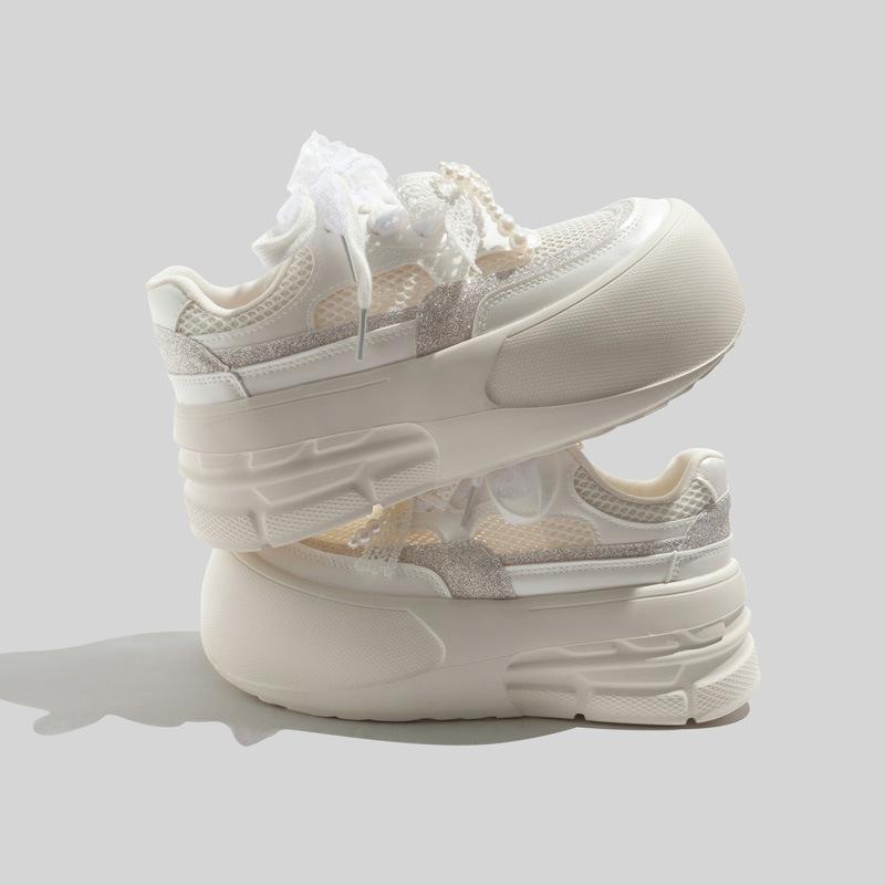 Belle muffin thick-soled big head bread heightened 22 summer mesh breathable casual board shoes 1 35