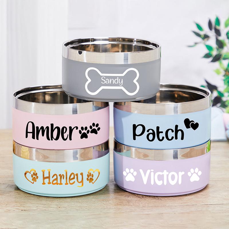 Personalized Pet Bowl with Name, Stainless Steel, Food and Water Bowls, Christmas, New Year, Pet Gift, Custom