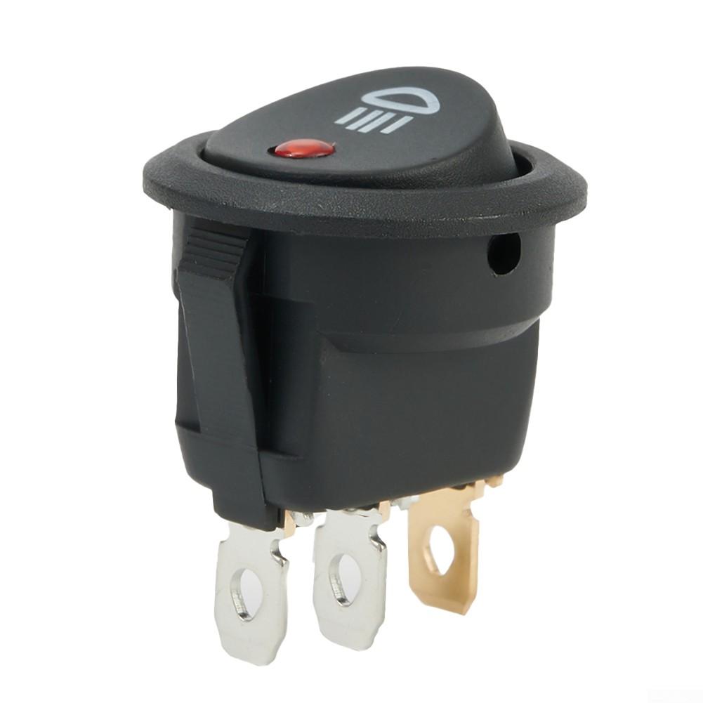 Černočervený DC 12V 20A kulatý vypínač 12V červená LED 23mm