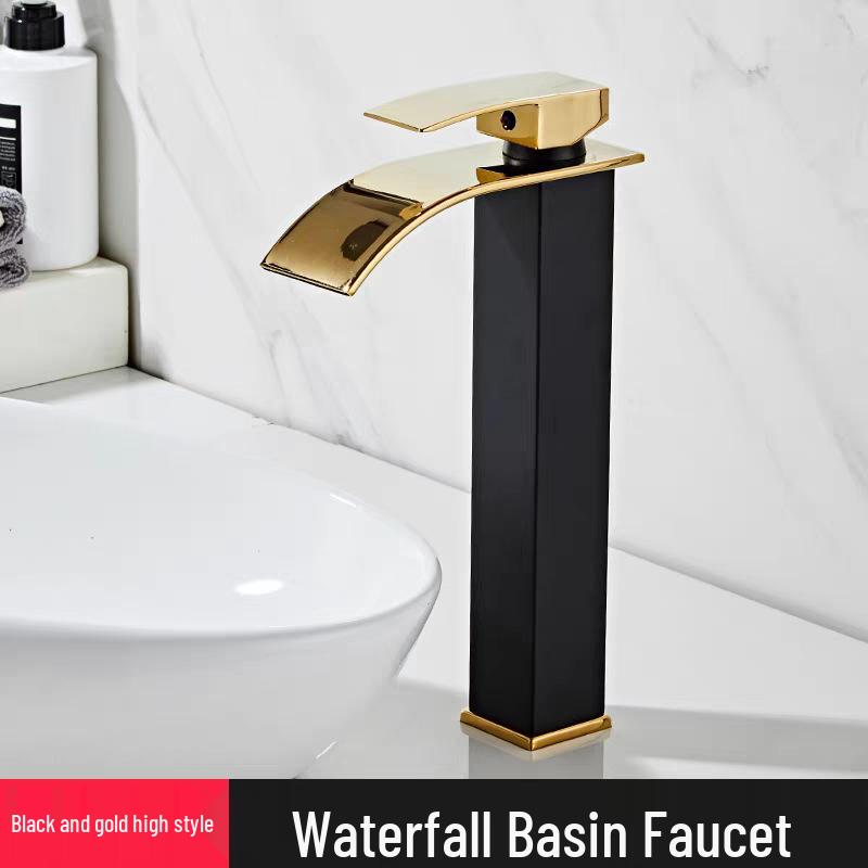 Dvouteplotní vodopádová umyvadlová baterie na koupelnové desky