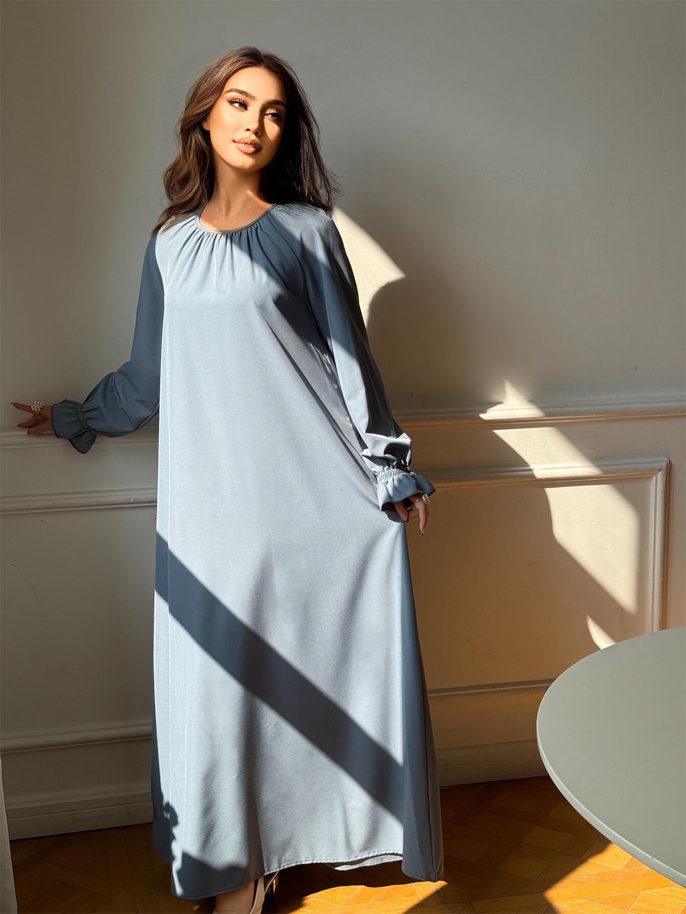 

Повседневное длинное платье Женские макси-платья Элегантное вечернее платье Мусульманские платья Абая с длинным рукавом Дубай Турция Кафтаны Хиджаб Платье XL синий