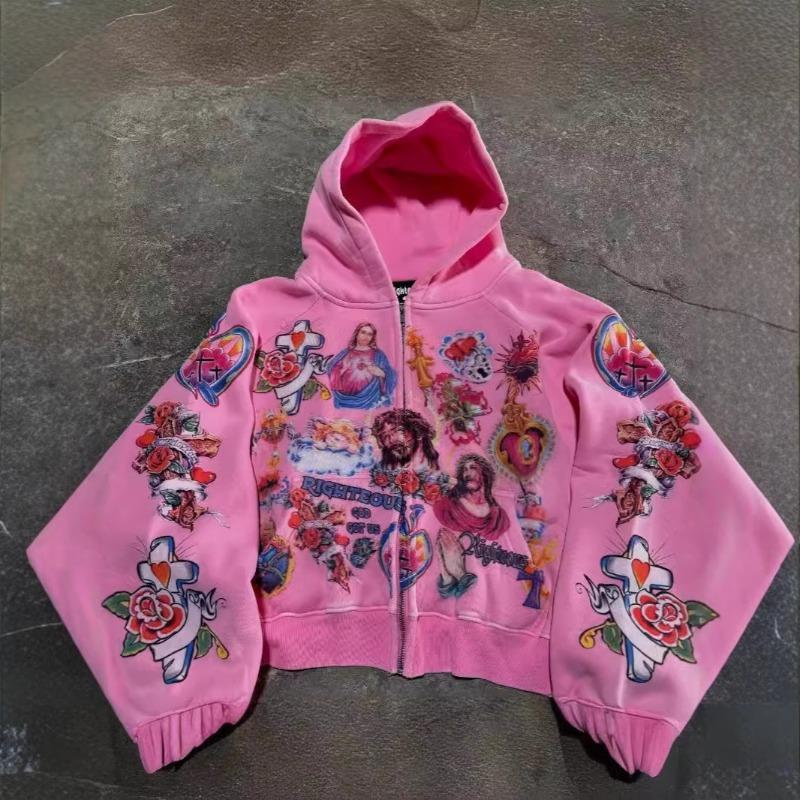 EastRogue Amerikansk Retro Gotisk Rock Bokstavtrykk Hettegenser Harajuku Løs Passform Allsidig Sportsklær Par Hettegenser